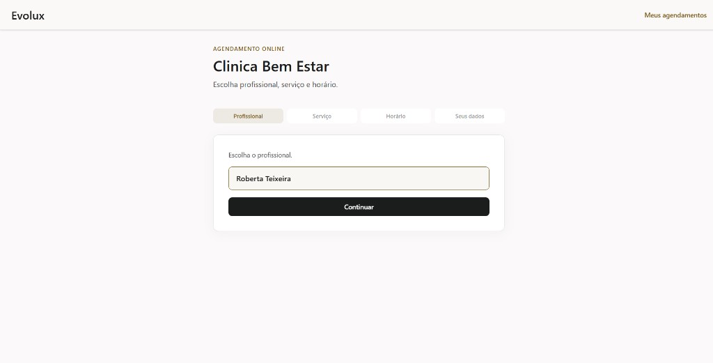 Agendamento online — escolha do profissional.